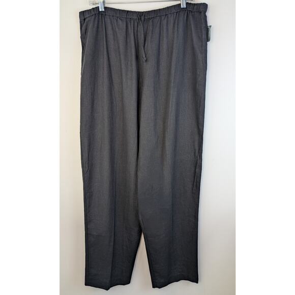 NEW Coldwater Creek Pants XL Black Linen Blend High Rise Drawstring Flowy Comfy - Picture 2 of 9